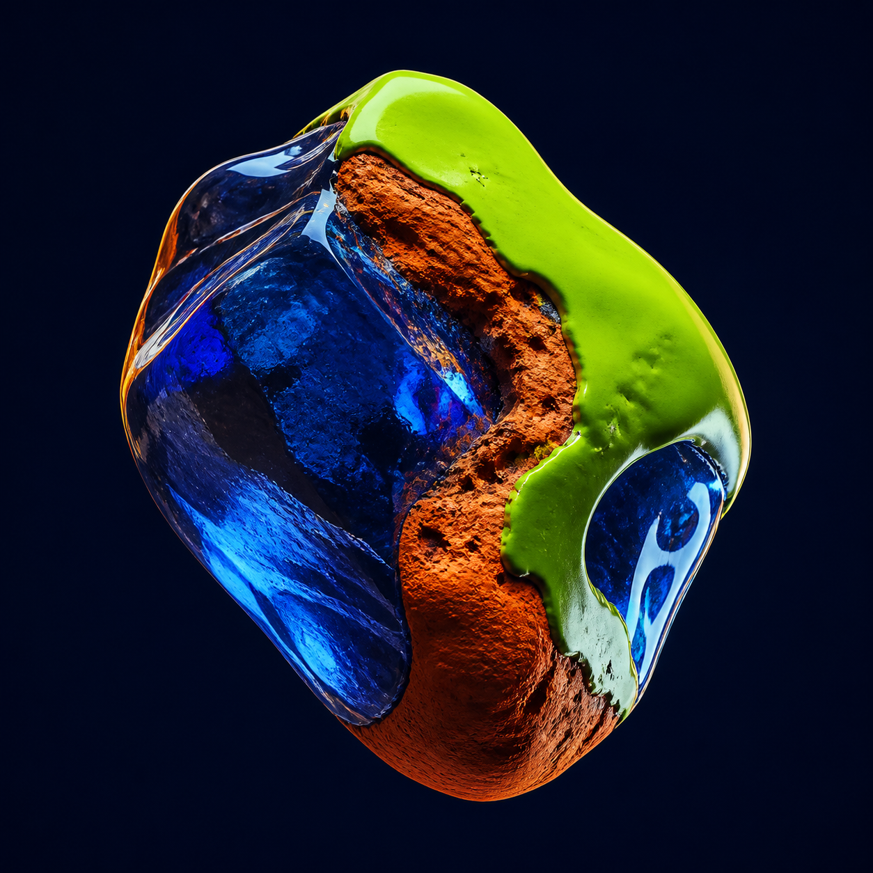 A vivid organic 3D pebble